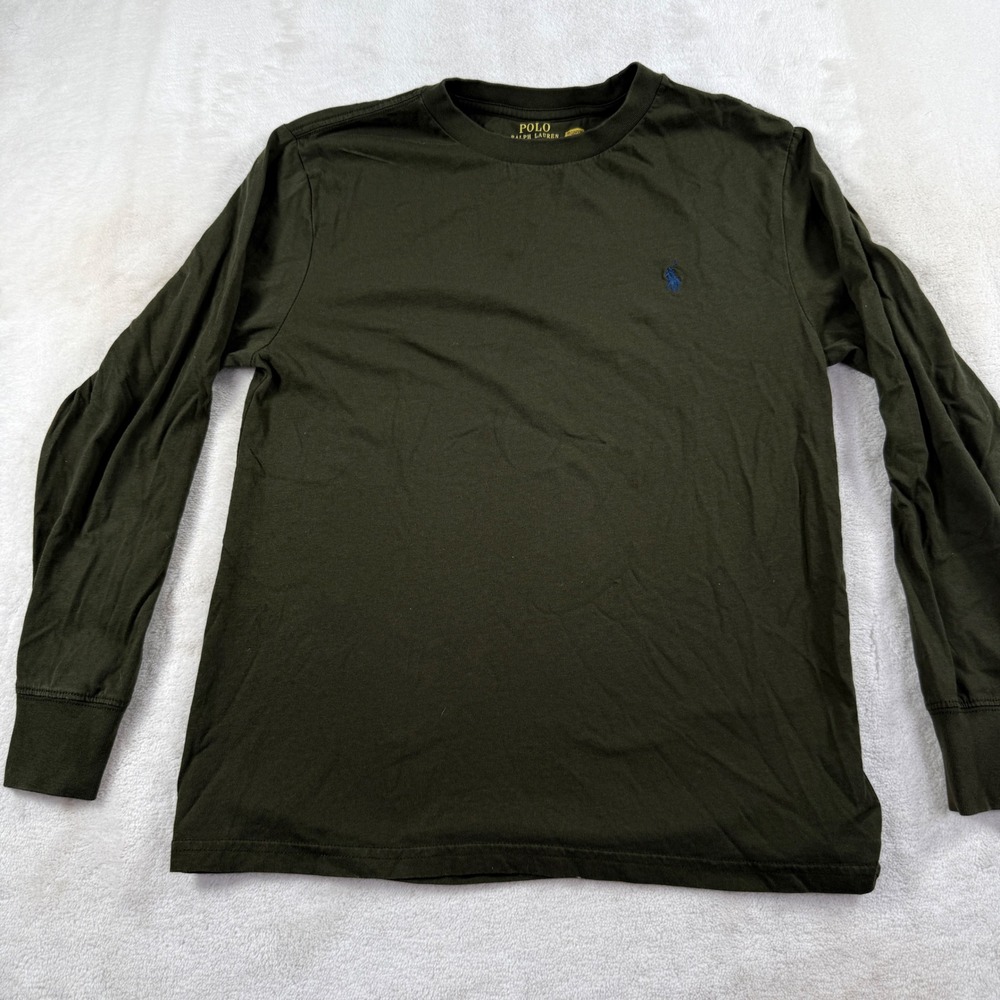 Polo Ralph Lauren Boys Olive Green Long Sleeve T-Shirt Size M 10-12 Pony Logo - Picture 2 of 7